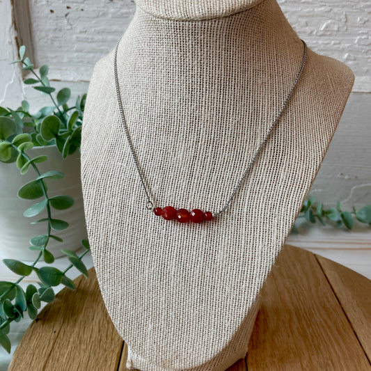 Red Stripe Agate & Carnelian Necklace